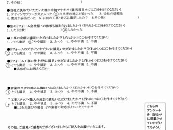 東大阪市　O様の声　キッチン・内装・玄関収納リフォーム